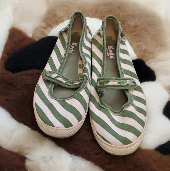Keds Shoes - Keds pink green slip on flats 7 1/2